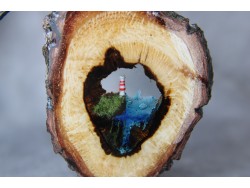 Naszyjnik z drewna i żywicy - Leśna Gałąź - Latarnia Morska