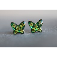 Kolczyki sztyfty - Motylki z kwiatkami dzikiej marchwi (Srebro)