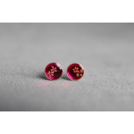 Kolczyki sztyfty - Okrągłe z dziką marchwią - małe - różowe (Srebro)