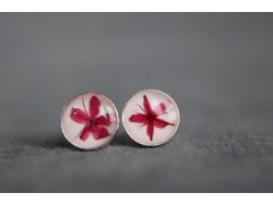 Kolczyki sztyfty z różowym kwiatkiem (Srebro)