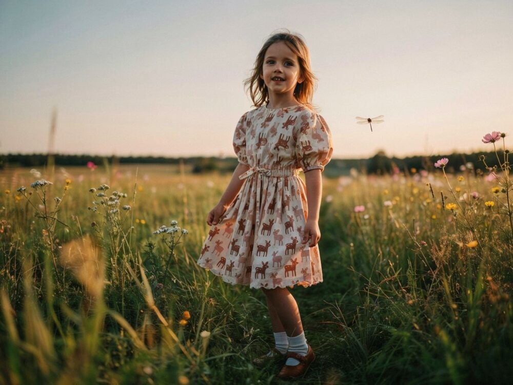 modna sukienka w sarenki naturalne